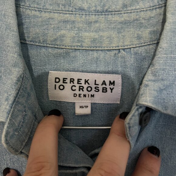 10 Crosby Derek Lam Blue Button Down Shirt - Picture 4 of 8